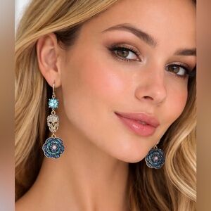 Betsey Johnson  Skull and Rose Earrings Whimsical Romantic New